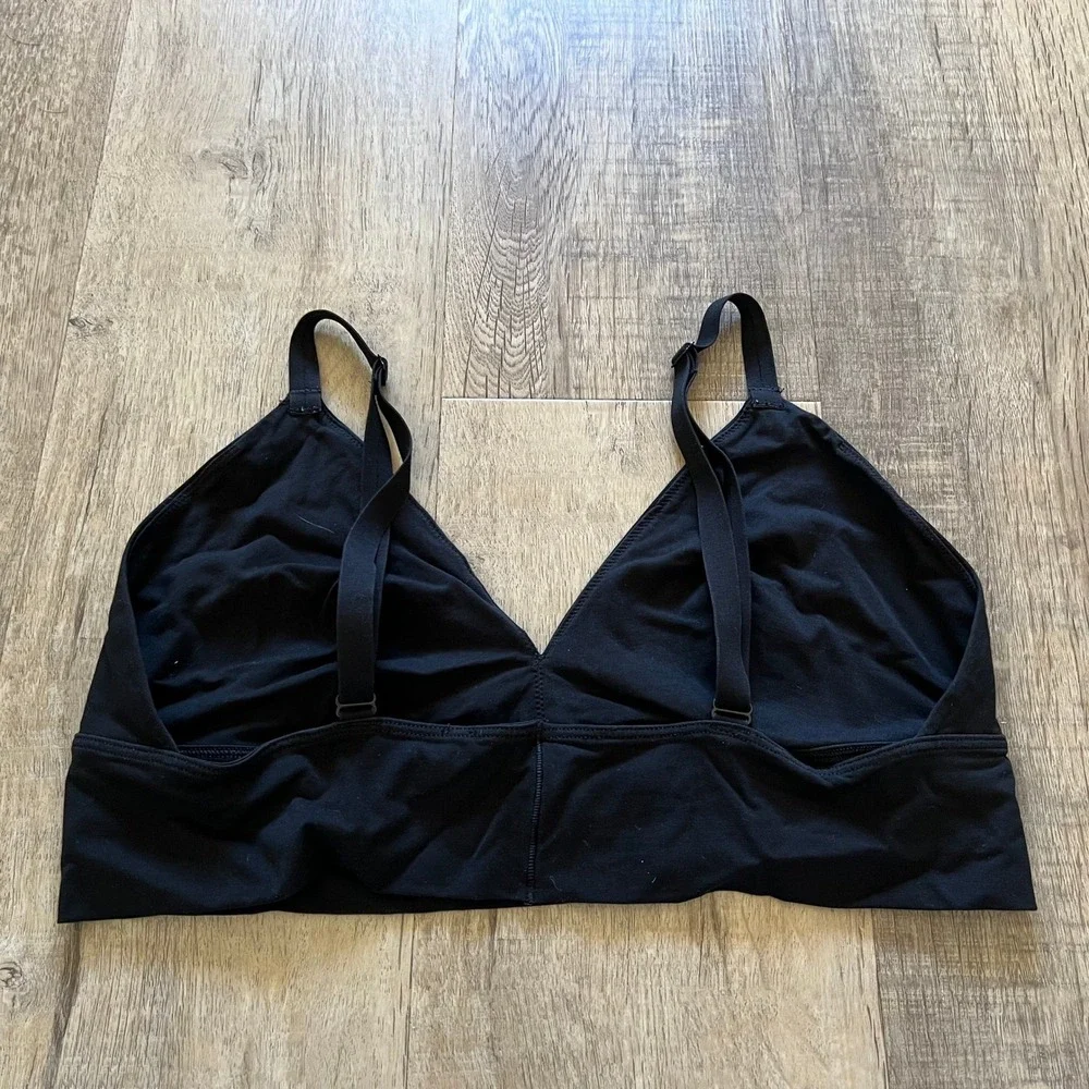 Spanx Cotton Comfort Bralette Black Wire Free Adjustable Strap Bra XL/TG 5248